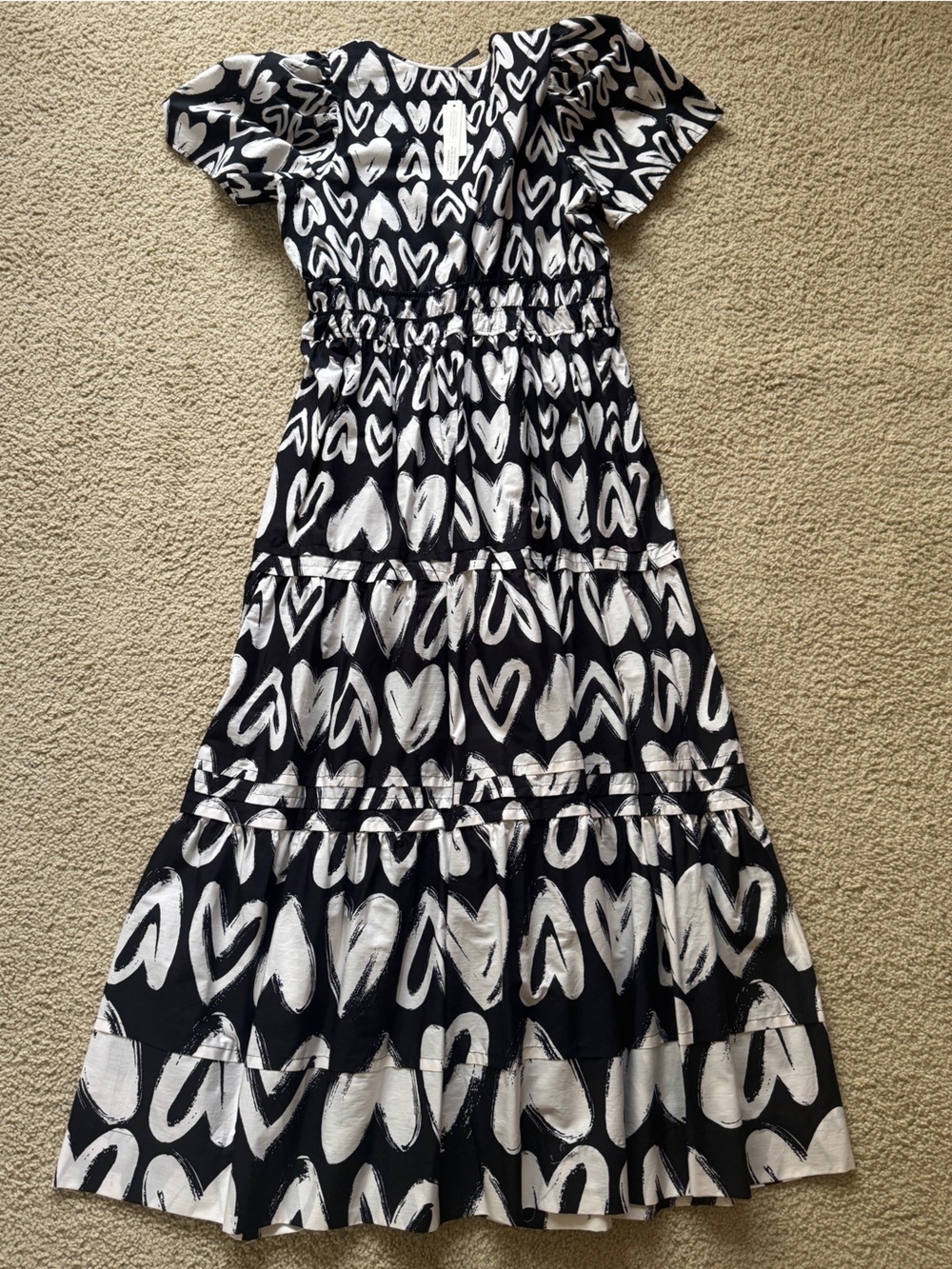 Anthropologie Somerset Black and White Heart-Print Maxi Dress - Picture 4 of 6
